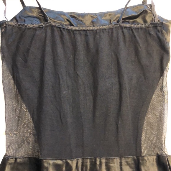 Vintage late 1990”s black satin and sheer long party dress by Georgette! - Picture 6 of 9